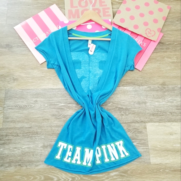 Victoria's Secret PINK Vintage Swim Cover-up V Neck Sexy Plunge Iconic Logo NWT - Picture 2 of 15